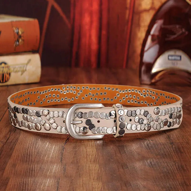 Sera Chrome Vintage Dar Pimli Deri Kemer Beltlux