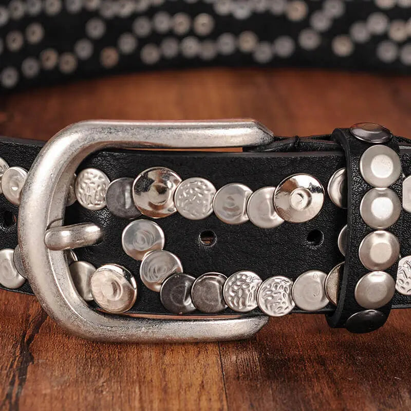 Sera Chrome Vintage Dar Pimli Deri Kemer Beltlux