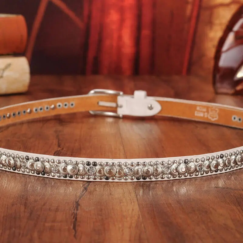 Seraphina Rhinestone Taşlı İnce Deri Kemer Beltlux