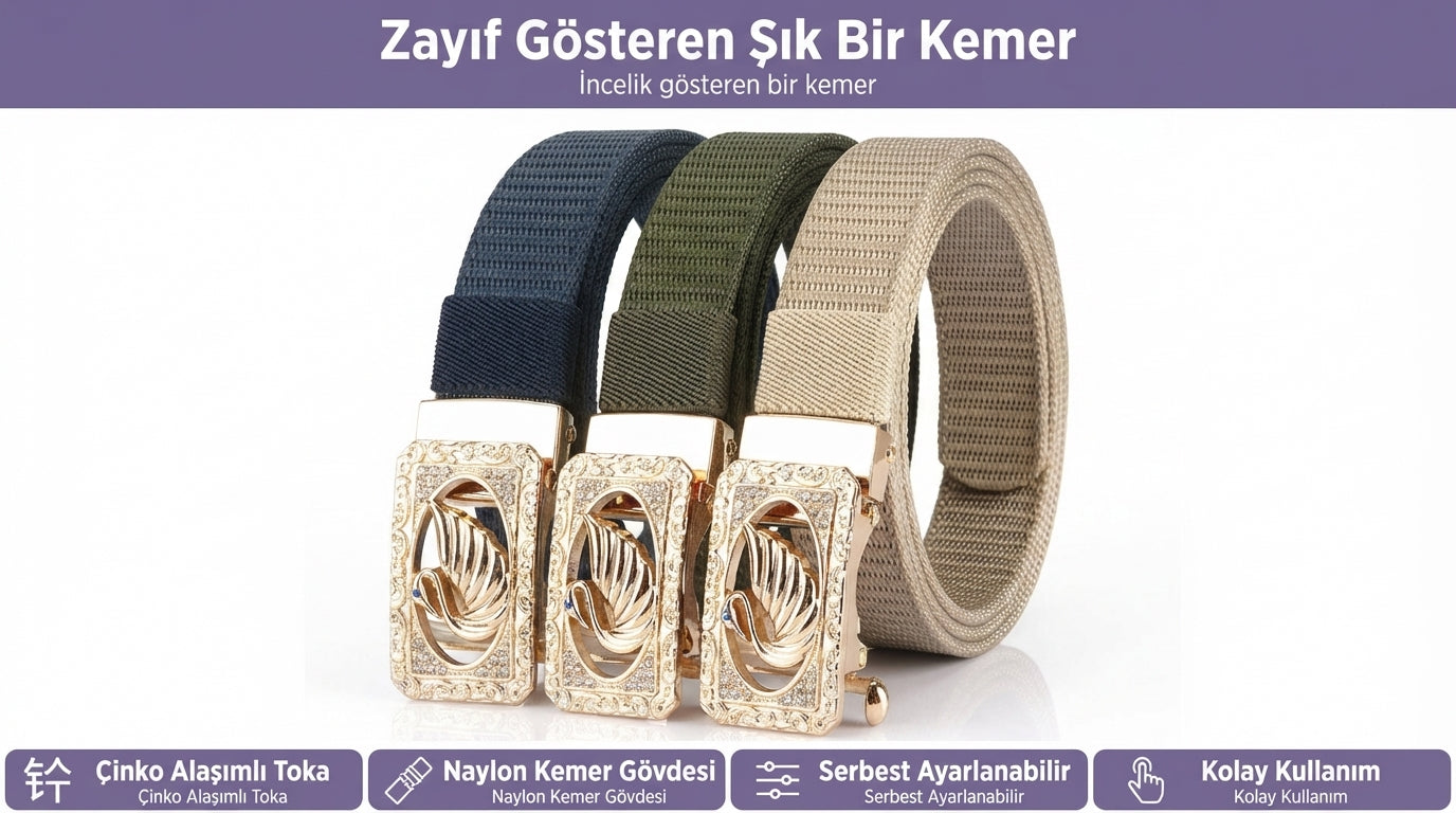 Beltlux SwanLock Otomatik Toka Kadın Kemeri – Gri