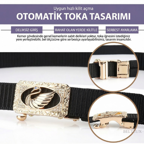 Beltlux SwanLock Otomatik Toka Kadın Kemeri – Bej