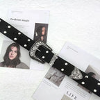Zımbalı Vintage Metal Tokalı Kadın Kemer – Y2K Punk Retro Siyah Beltlux