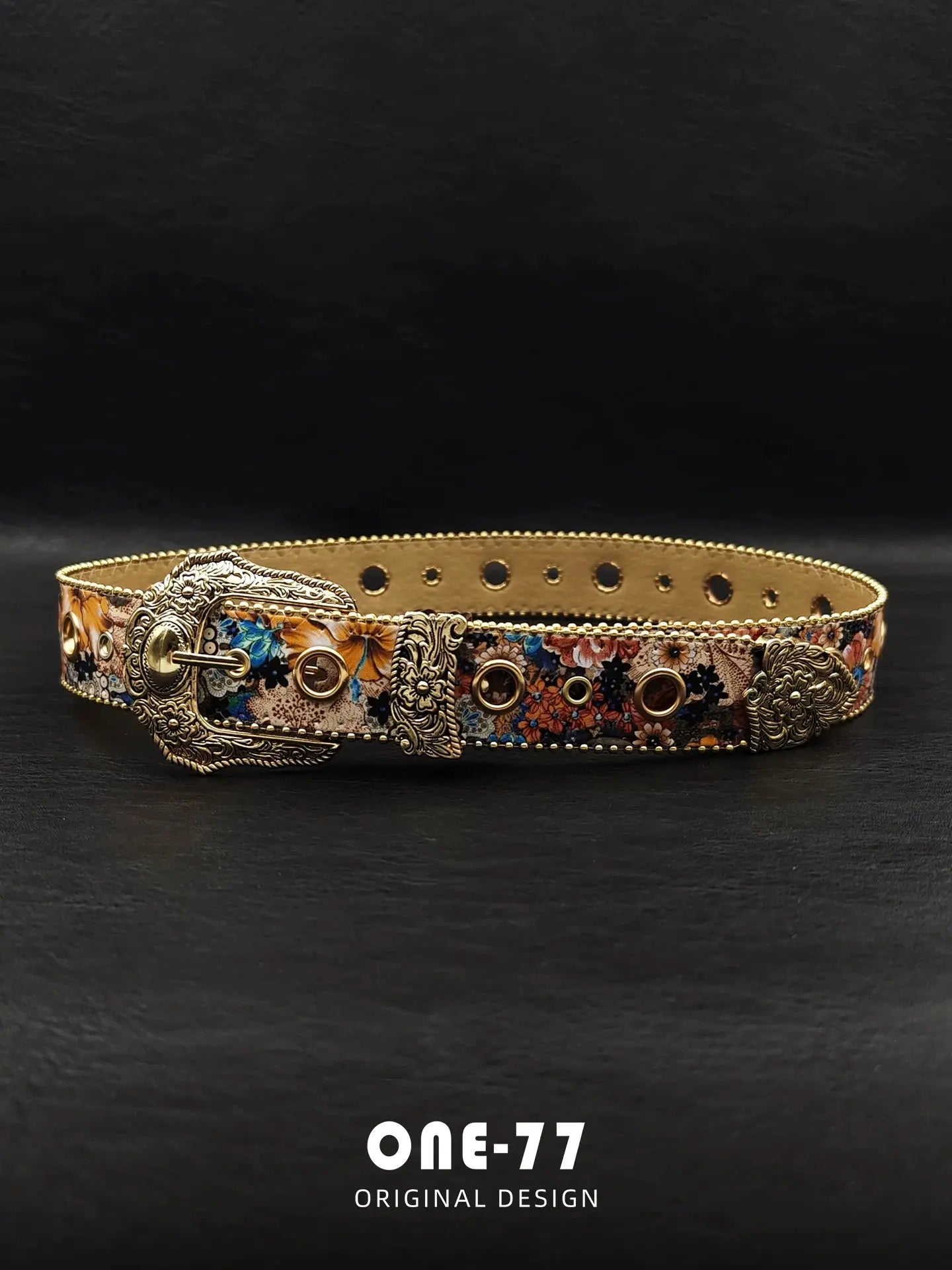BeltLux Vintage Taşlı Çiçek Desenli Kadın Kemeri Beltlux