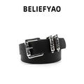 BELIEFYAO Orijinal Alaşımlı Delikli Oymalı Kemer Beltlux