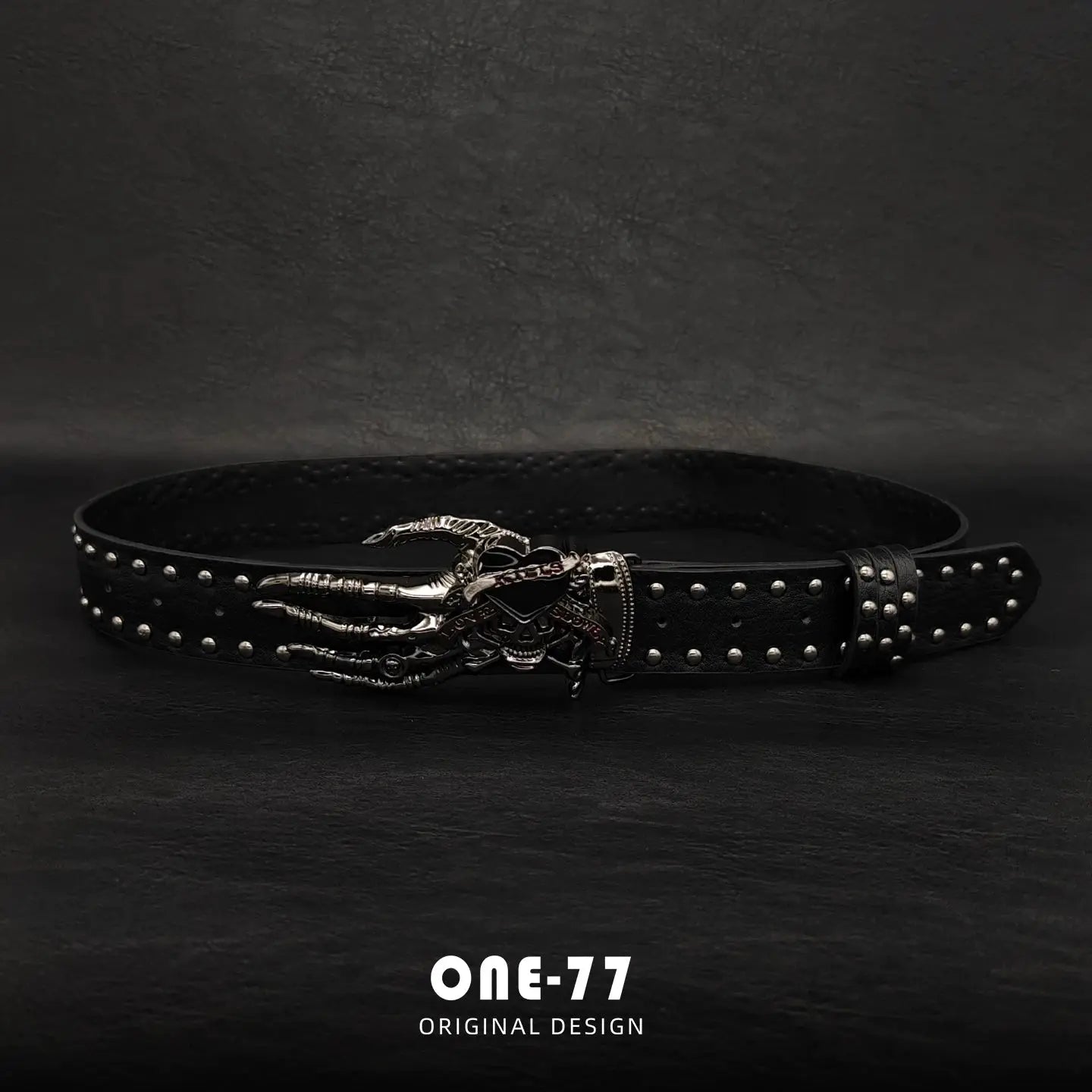 İskelet El Tokalı Zımbalı Kadın Kemer – Y2K Punk Heavy Beltlux