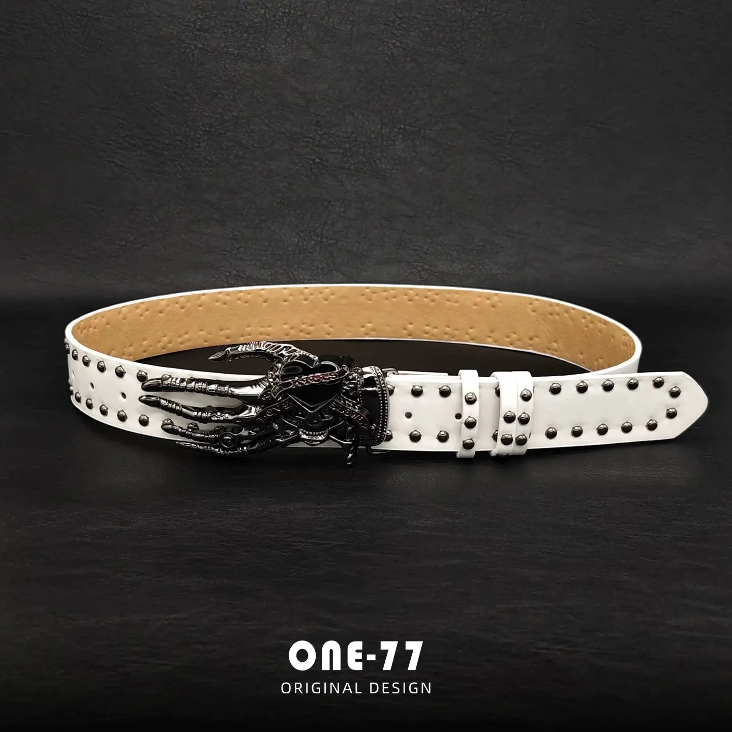İskelet El Tokalı Zımbalı Kadın Kemer – Y2K Punk Heavy Beltlux