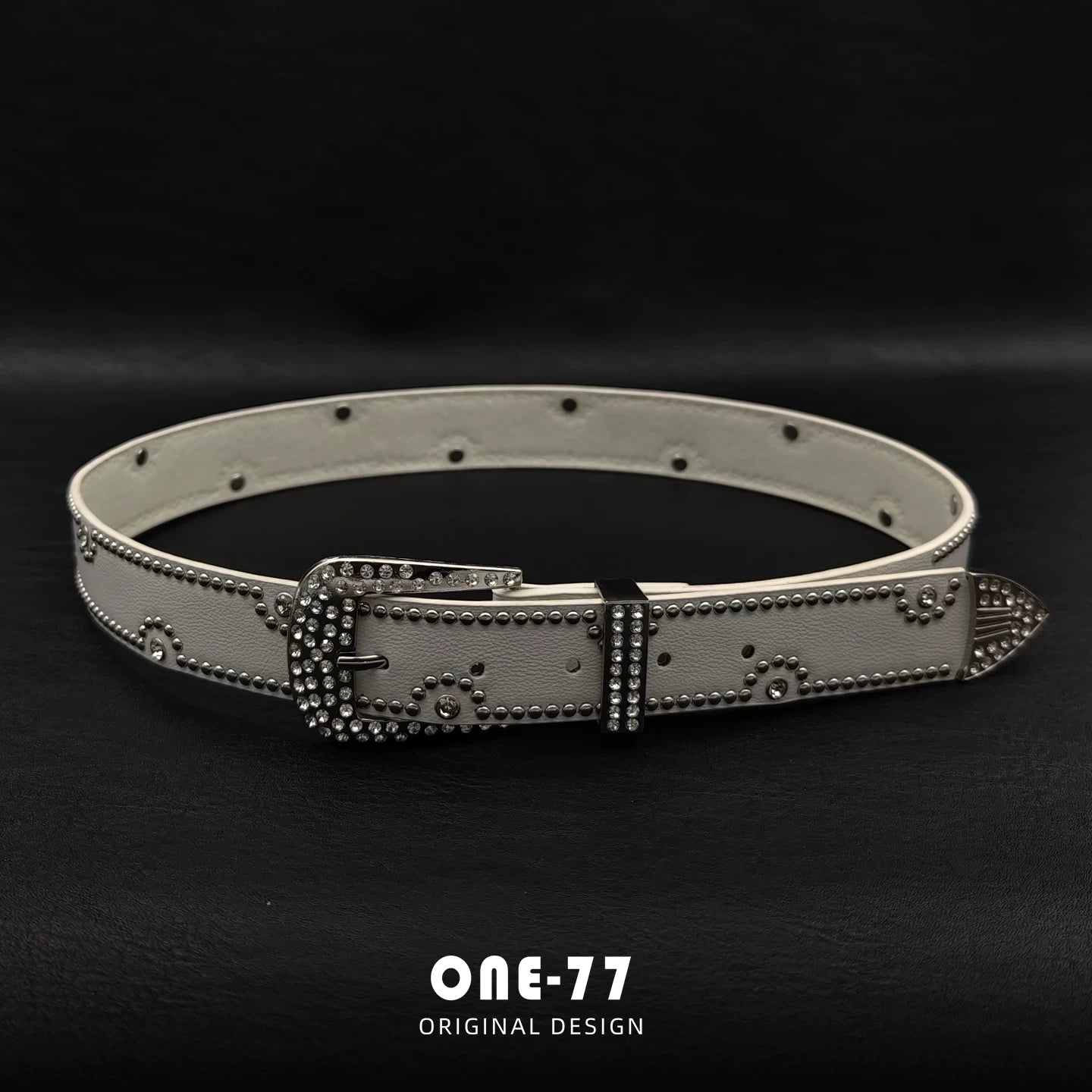 Amerikan Retro Kadın Metal Perçinli Punk Kemerli Yüksek Bel Kot Pantolon Beltlux