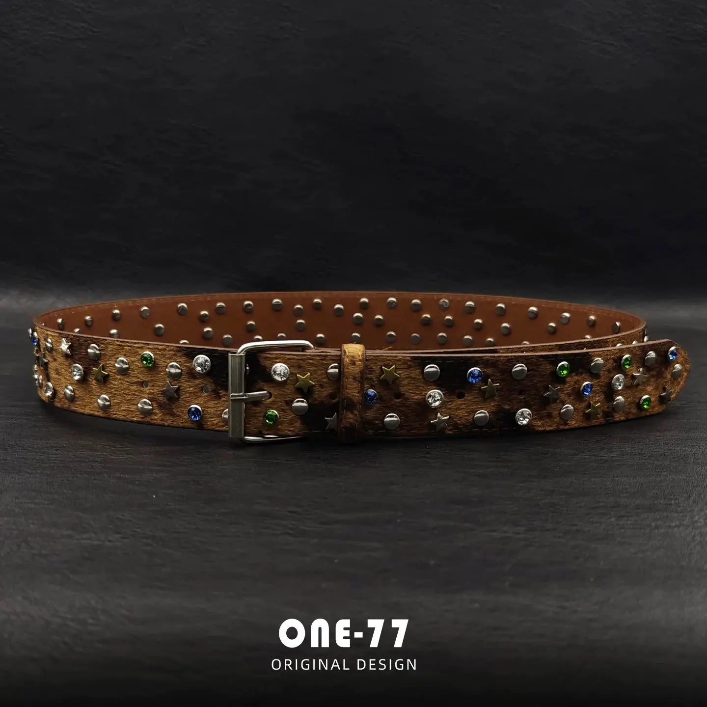 Leopar Desenli Taşlı & Zımbalı Y2K Kemer – Unisex Retro Punk Stil Beltlux