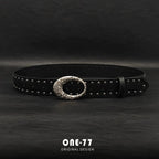 Siyah Zımbalı İnce Kemer – Vintage Tokalı Beltlux