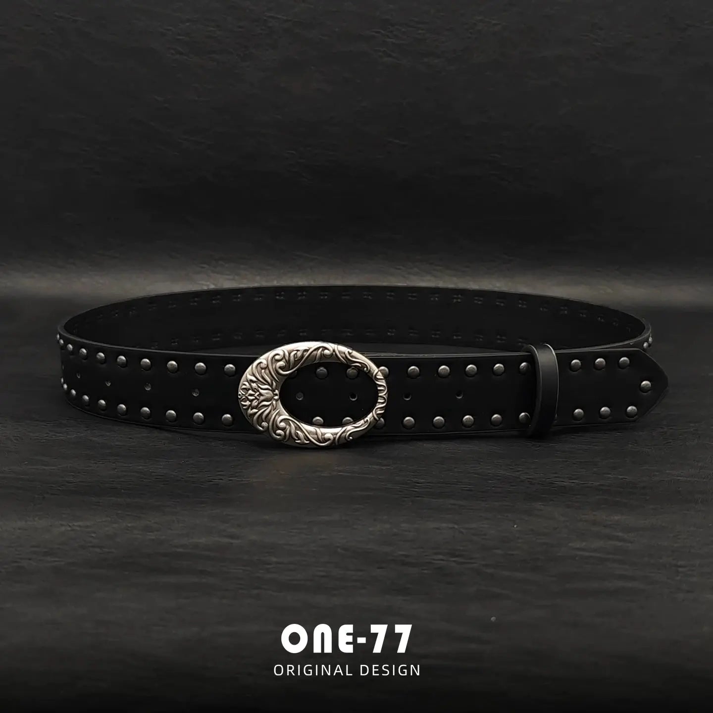 Siyah Zımbalı İnce Kemer – Vintage Tokalı Beltlux
