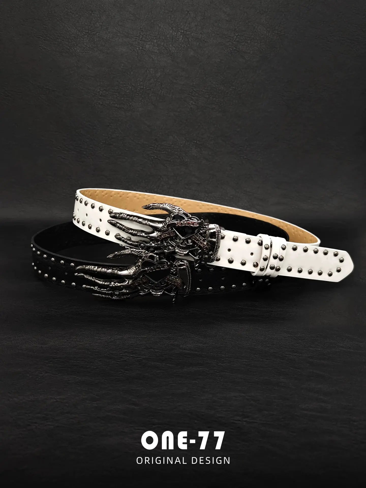 İskelet El Tokalı Zımbalı Kadın Kemer – Y2K Punk Heavy Beltlux