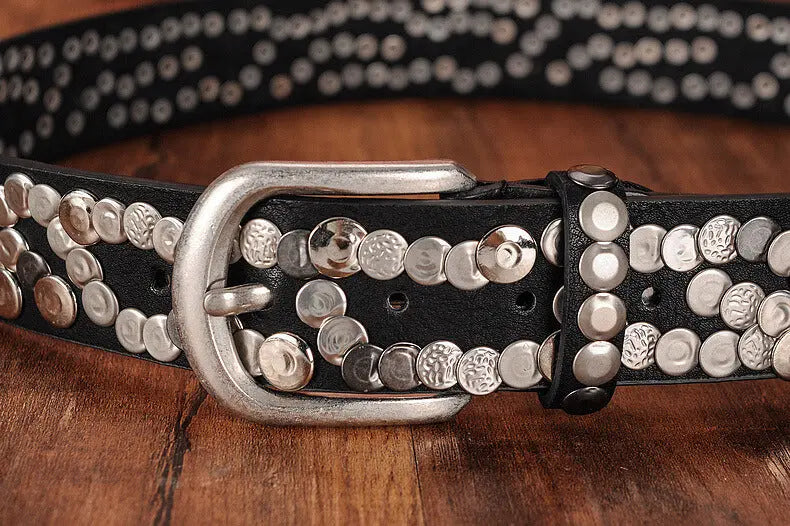 Sera Chrome Vintage Dar Pimli Deri Kemer Beltlux