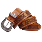 Batı desenli oyulmuş deri kemer - unisex, Injia modeli Beltlux