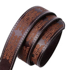 Batı desenli oyulmuş deri kemer - unisex, Injia modeli Beltlux
