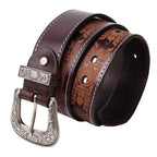 Batı desenli oyulmuş deri kemer - unisex, Injia modeli Beltlux
