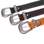 Batı desenli oyulmuş deri kemer - unisex, Injia modeli Beltlux