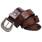 Batı desenli oyulmuş deri kemer - unisex, Injia modeli Beltlux