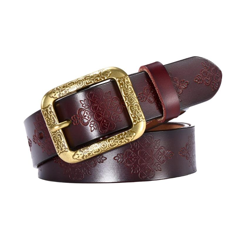 Kadınlar için deri kemer, bohem tarzında, altın tokalı - Itzel modeli, şık ve çok yönlü