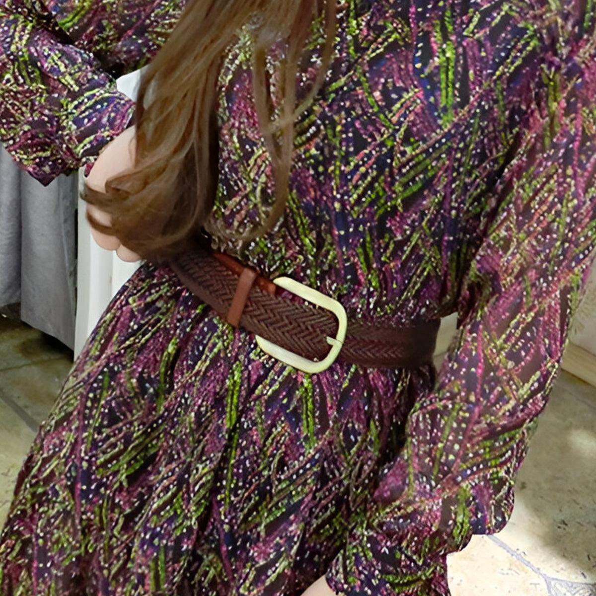 Kadınlar için örgülü deri kemer, altın tokalı – Nancy Modeli