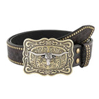 Erkekler için Dathan modeli boğa tokalı Western kemeri Beltlux