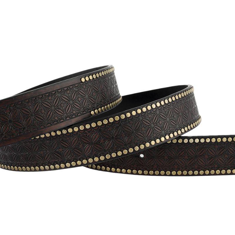 Erkekler için Dathan modeli boğa tokalı Western kemeri