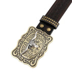 Erkekler için Dathan modeli boğa tokalı Western kemeri Beltlux