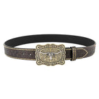 Erkekler için Dathan modeli boğa tokalı Western kemeri Beltlux