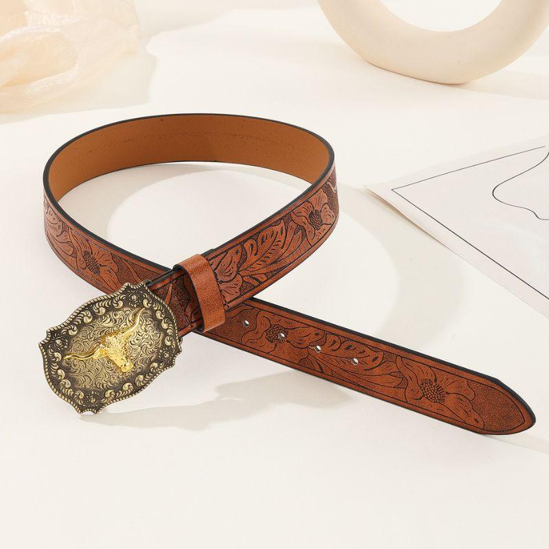 Erkekler için Boğa Tokalı Western Kemer, Solomon Modeli