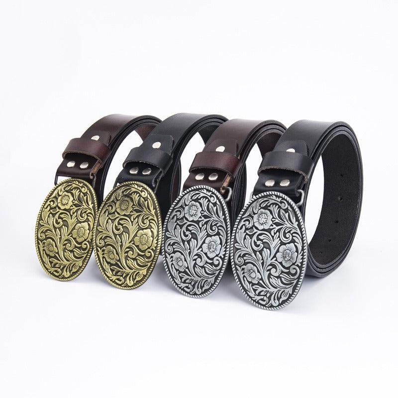 Suni deri Western kemeri, erkek için, Raven modeli