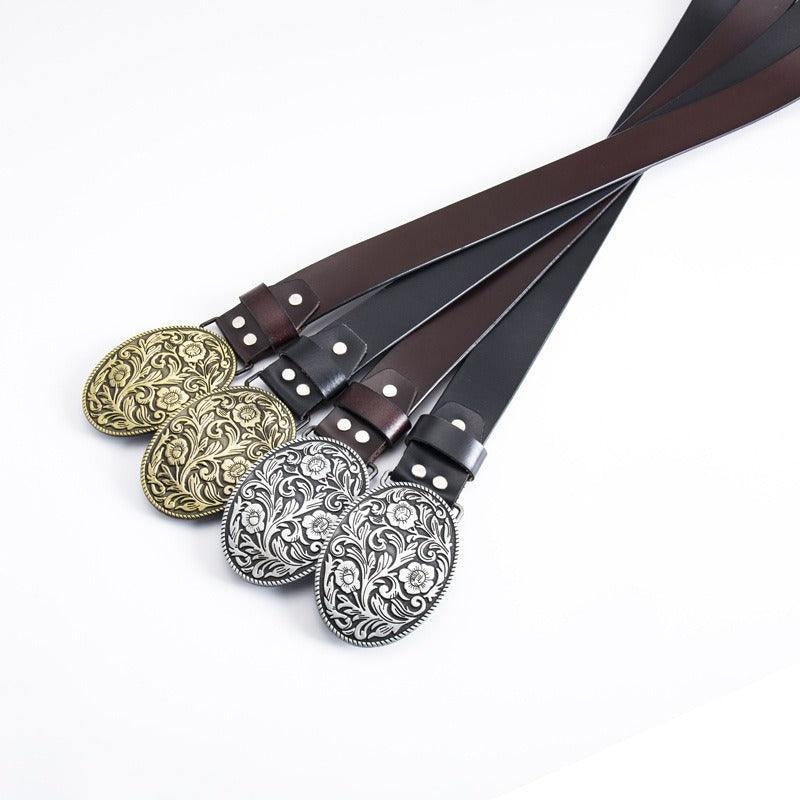 Suni deri Western kemeri, erkek için, Raven modeli