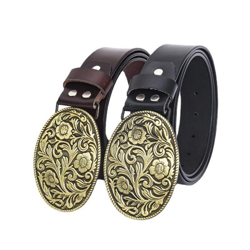 Suni deri Western kemeri, erkek için, Raven modeli