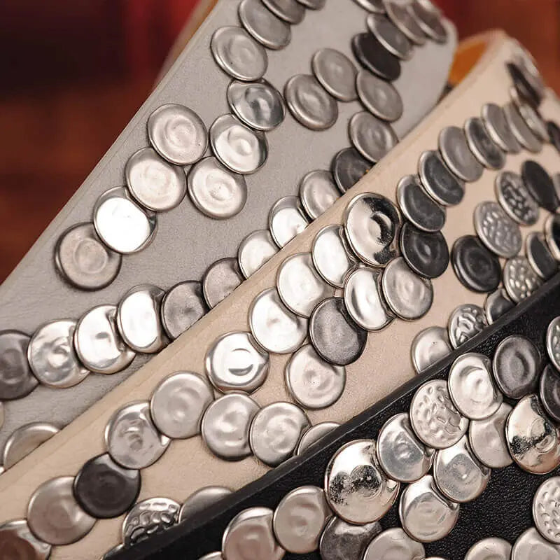 Sera Chrome Vintage Dar Pimli Deri Kemer Beltlux