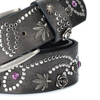 Kadın Deri Kemer - Perçinli, Rhinestone Taşlı - Jeans ve Pantolon İçin Beltlux